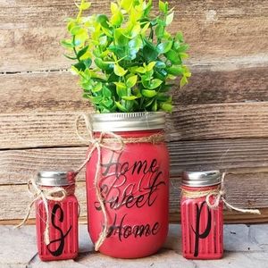 Rustic Mason Jar Salt / Pepper Set, Farmhouse Decor